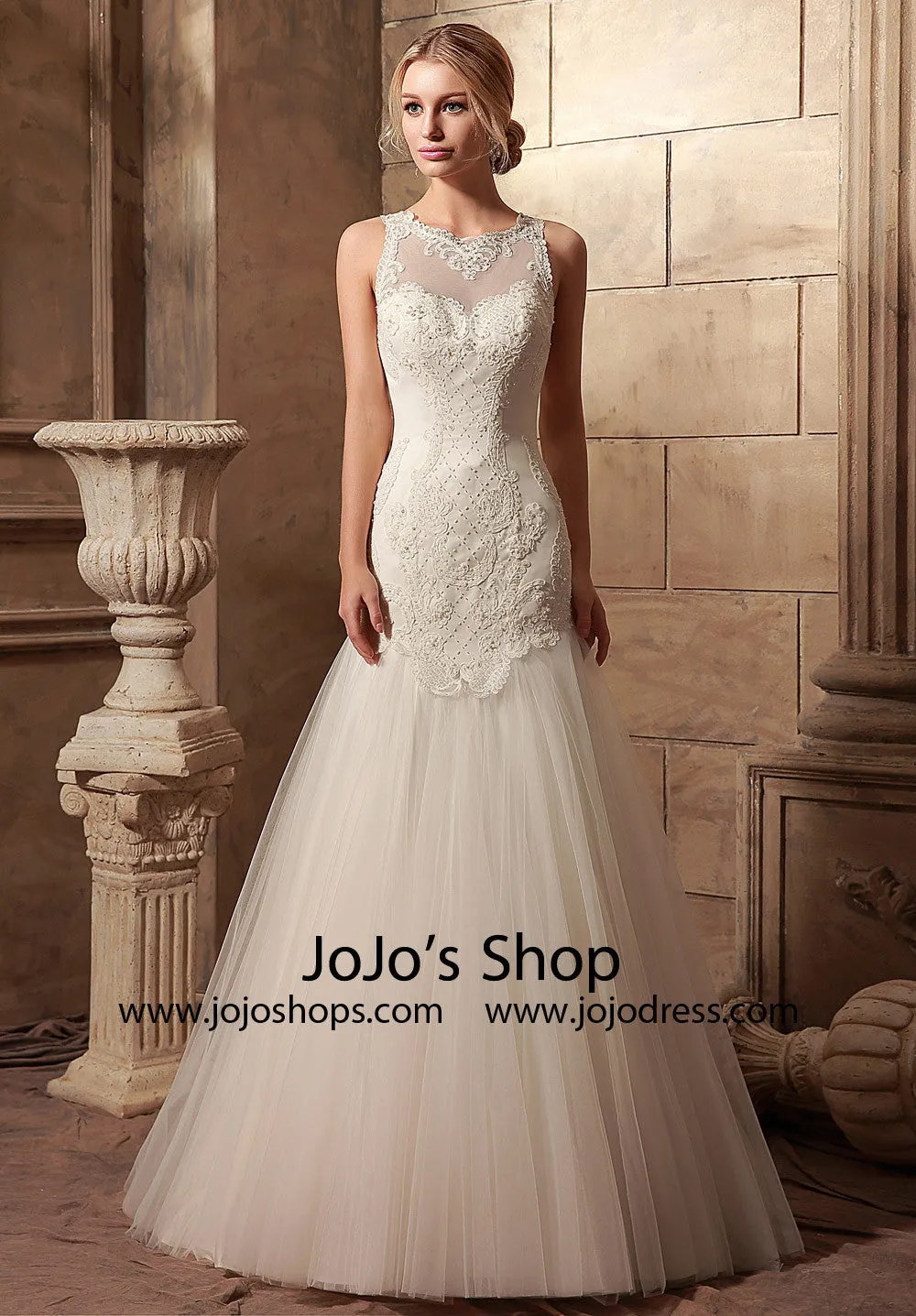 Vintage Lace Fitted A-line Wedding Dress | HL1018