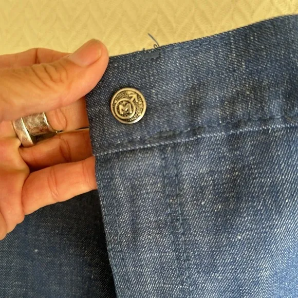 Vintage selvage denim jeans size 8 high rise wide straight leg crisp denim new