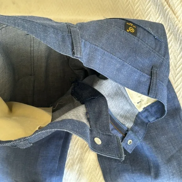 Vintage selvage denim jeans size 8 high rise wide straight leg crisp denim new