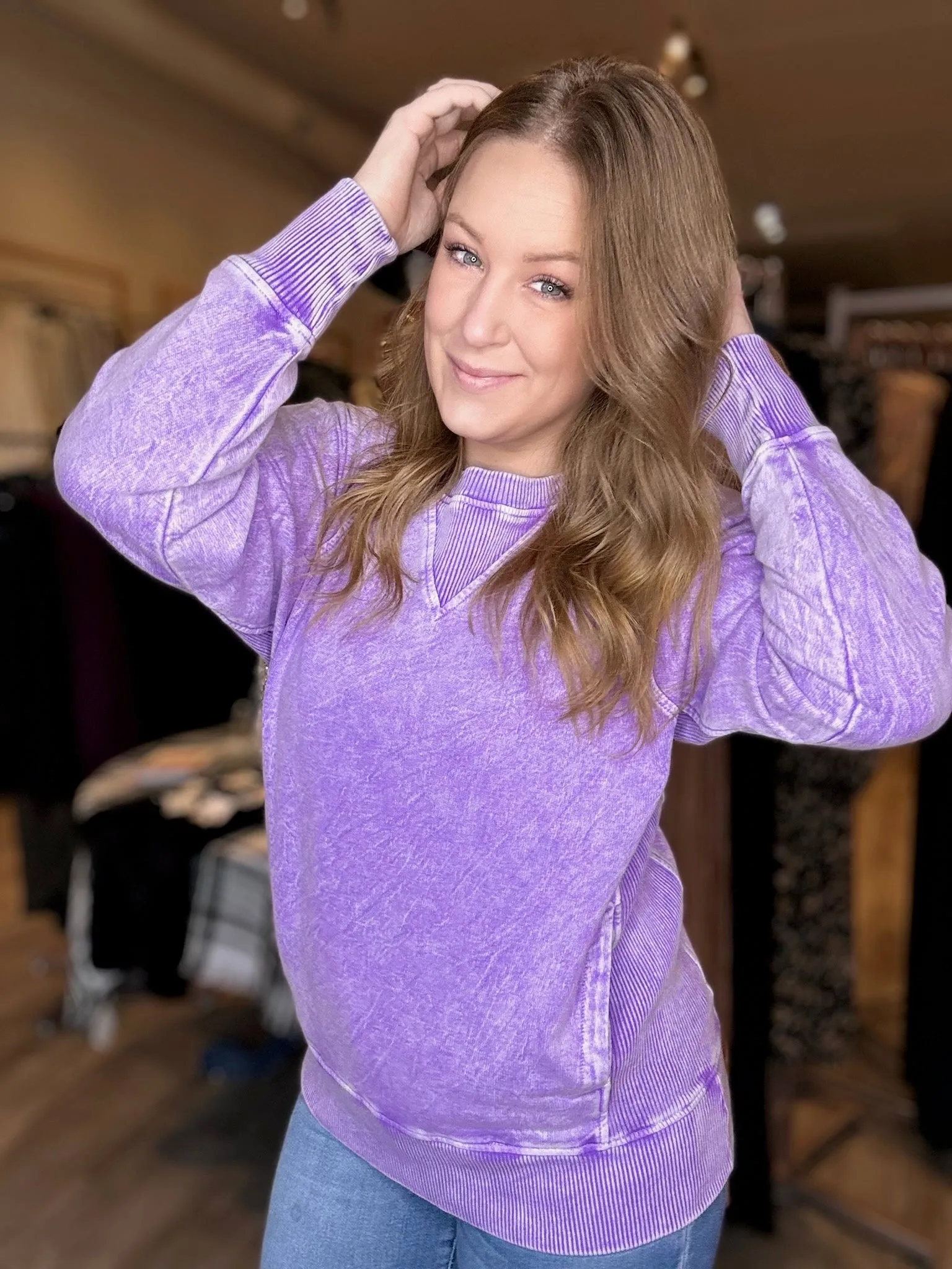 Violet Vintage Wash Pullover