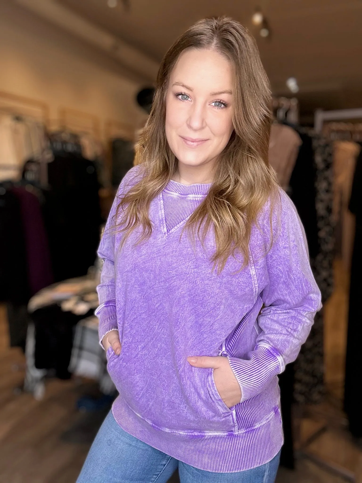 Violet Vintage Wash Pullover