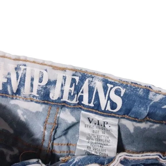 VIP Acid Wash/ Dyed Denim Short Shorts Junior Sz 14