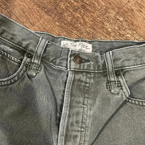 We The Free greenish gray denim Jean shorts button fly size 27