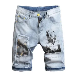 West Louis™ Marilyn Monroe Print Youth Denim Shorts