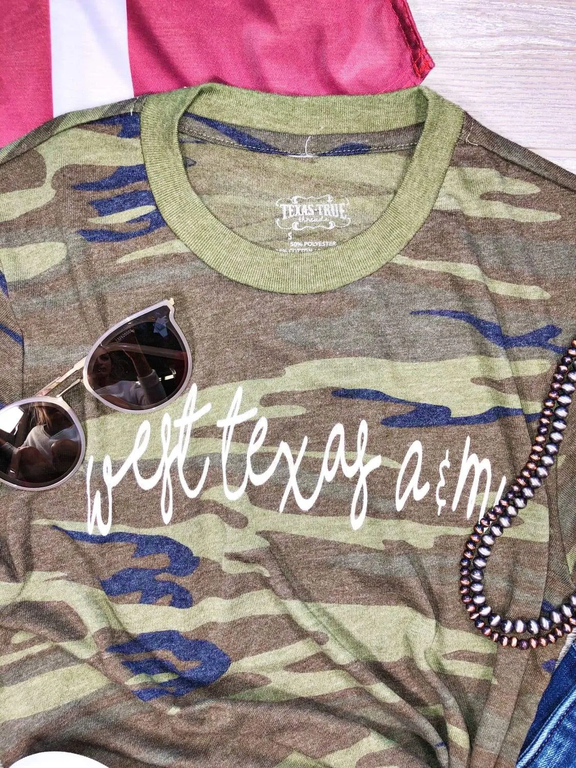 West Texas A&M Script Tee on Camo by Texas True Threads