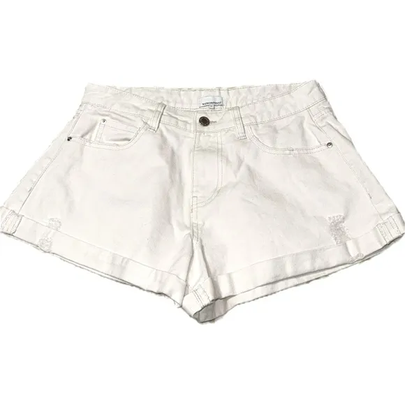 WeWoreWhat distressed denim women shorts