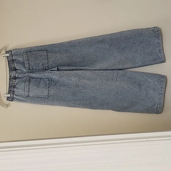 WeWoreWhat Straight Leg Pull On High Rise Light Wash Denim Jeans Size Small