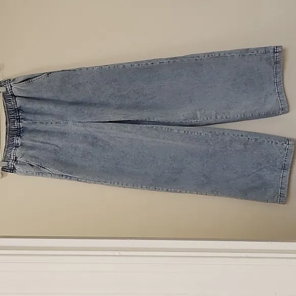 WeWoreWhat Straight Leg Pull On High Rise Light Wash Denim Jeans Size Small