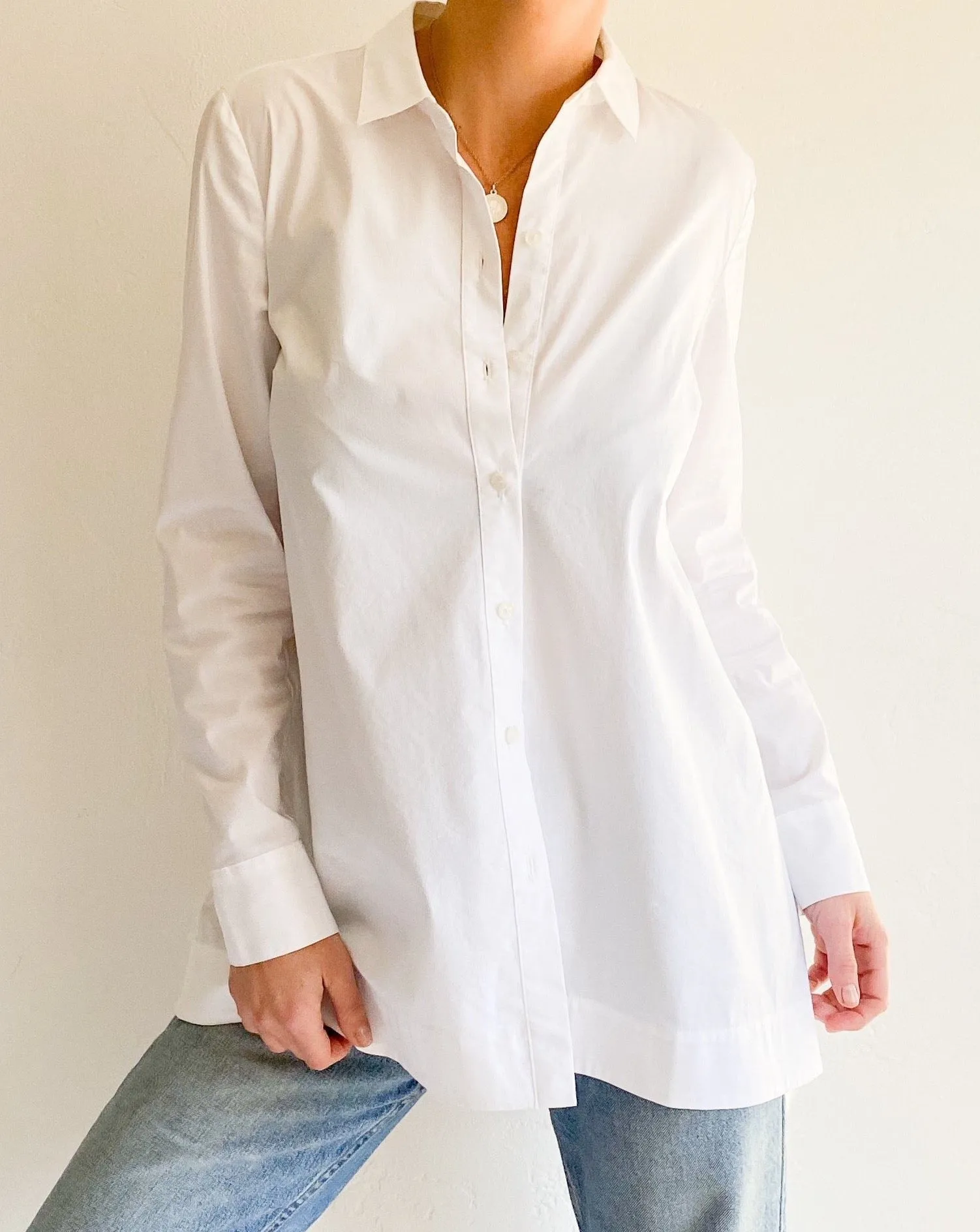 White Cotton Trapeze Shirt