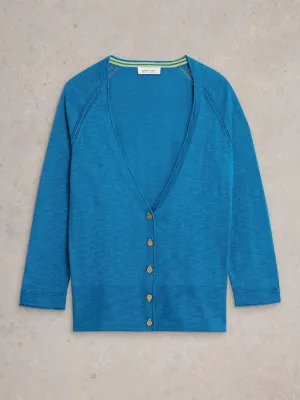 White Stuff UK Naria Linen Blend Cardi Bright Blue