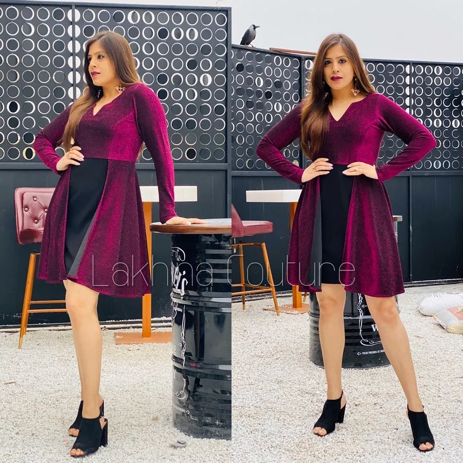 Wine Shimmer Dress