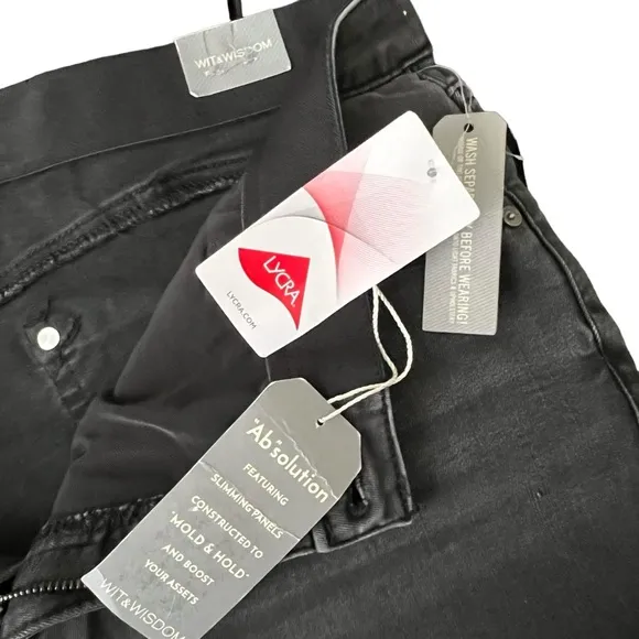 Wit &amp; Wisdom 'Ab' Solution Black Faded Denim Shorts Women’s Size 16