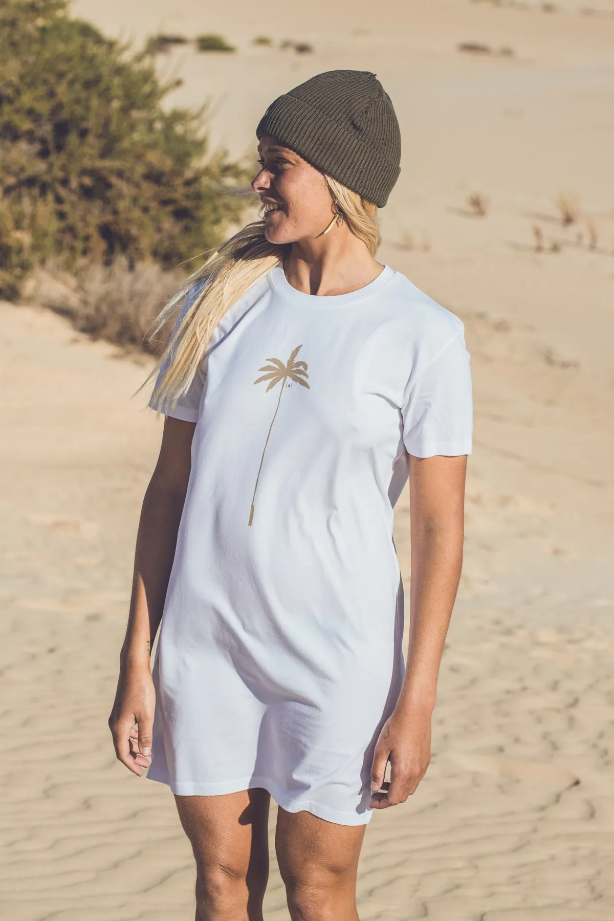 WOMEN ORGANIC PALM T-SHIRT DRESS