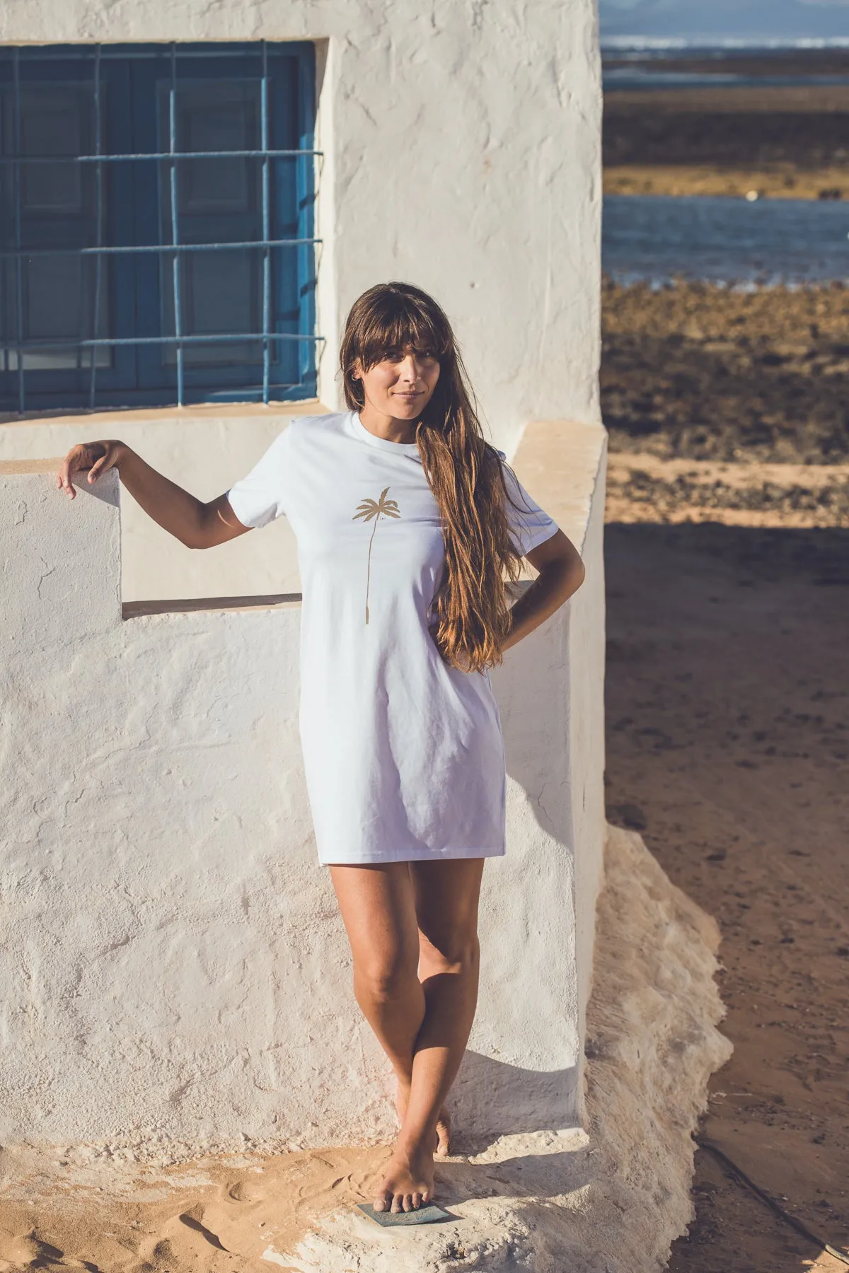 WOMEN ORGANIC PALM T-SHIRT DRESS