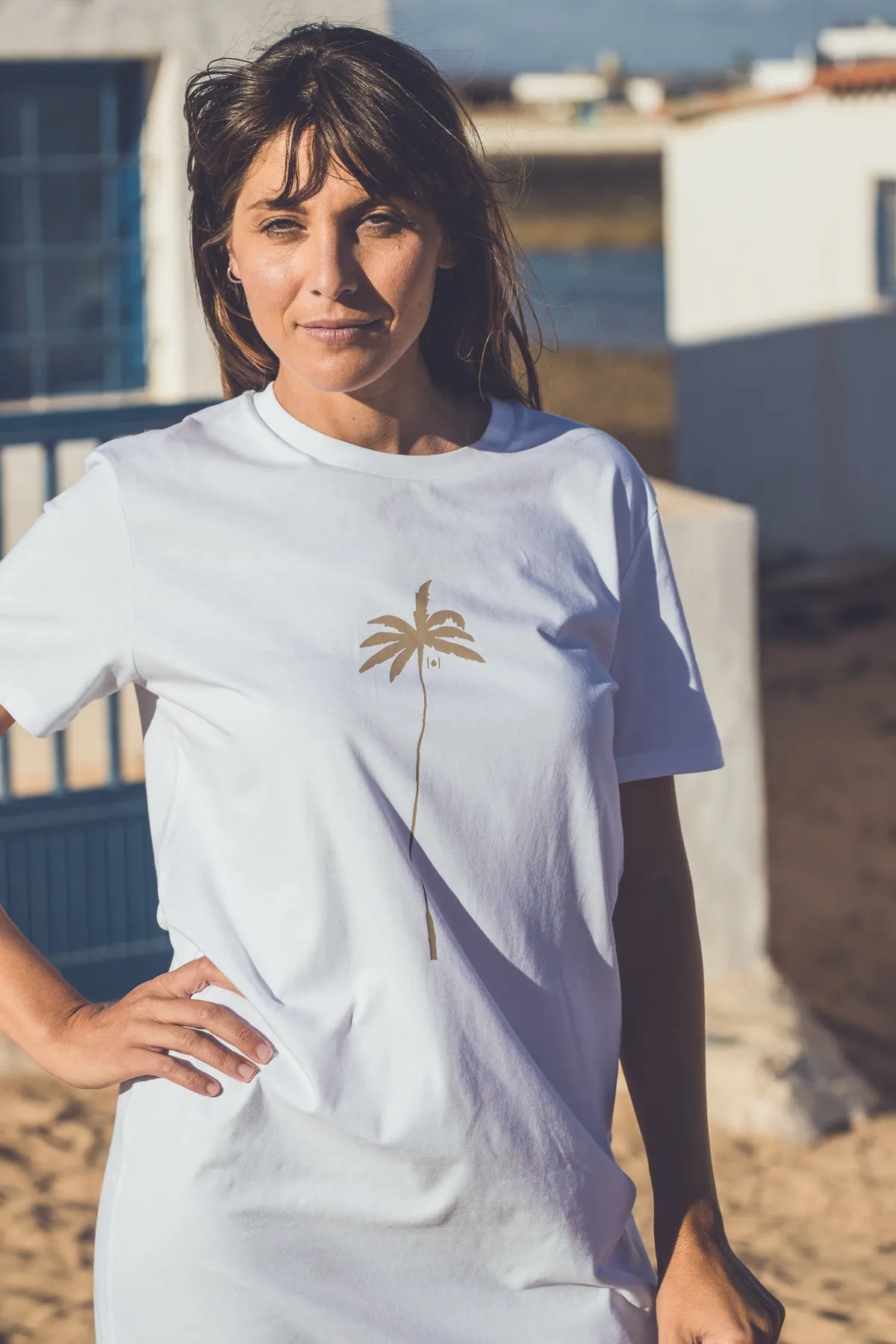 WOMEN ORGANIC PALM T-SHIRT DRESS