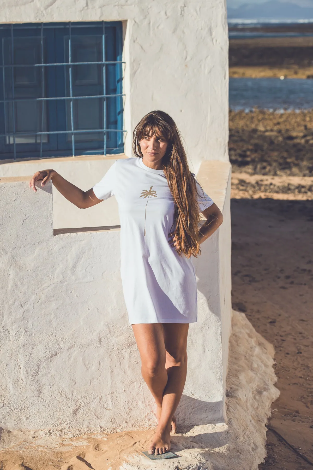 WOMEN ORGANIC PALM T-SHIRT DRESS