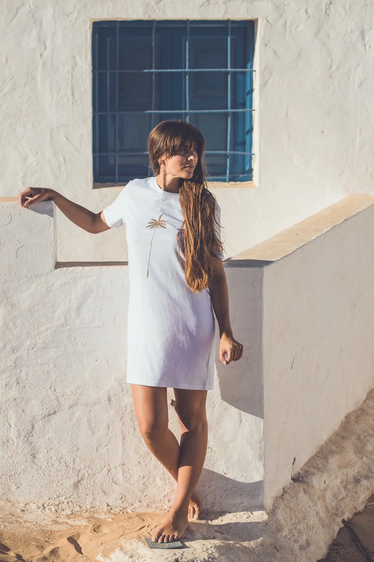 WOMEN ORGANIC PALM T-SHIRT DRESS