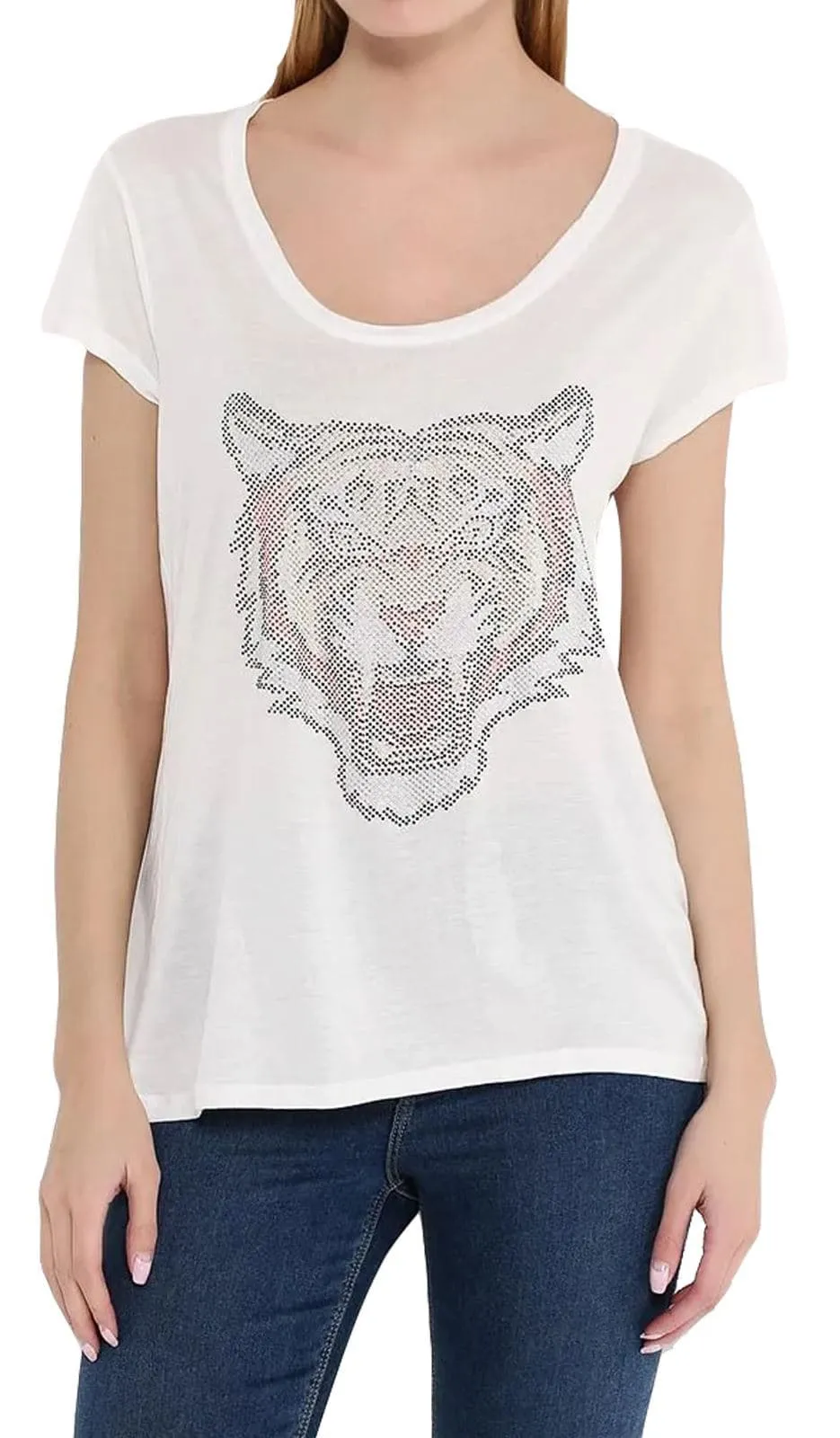Women Printed Round Scoop Neck T-Shirt - XS/S