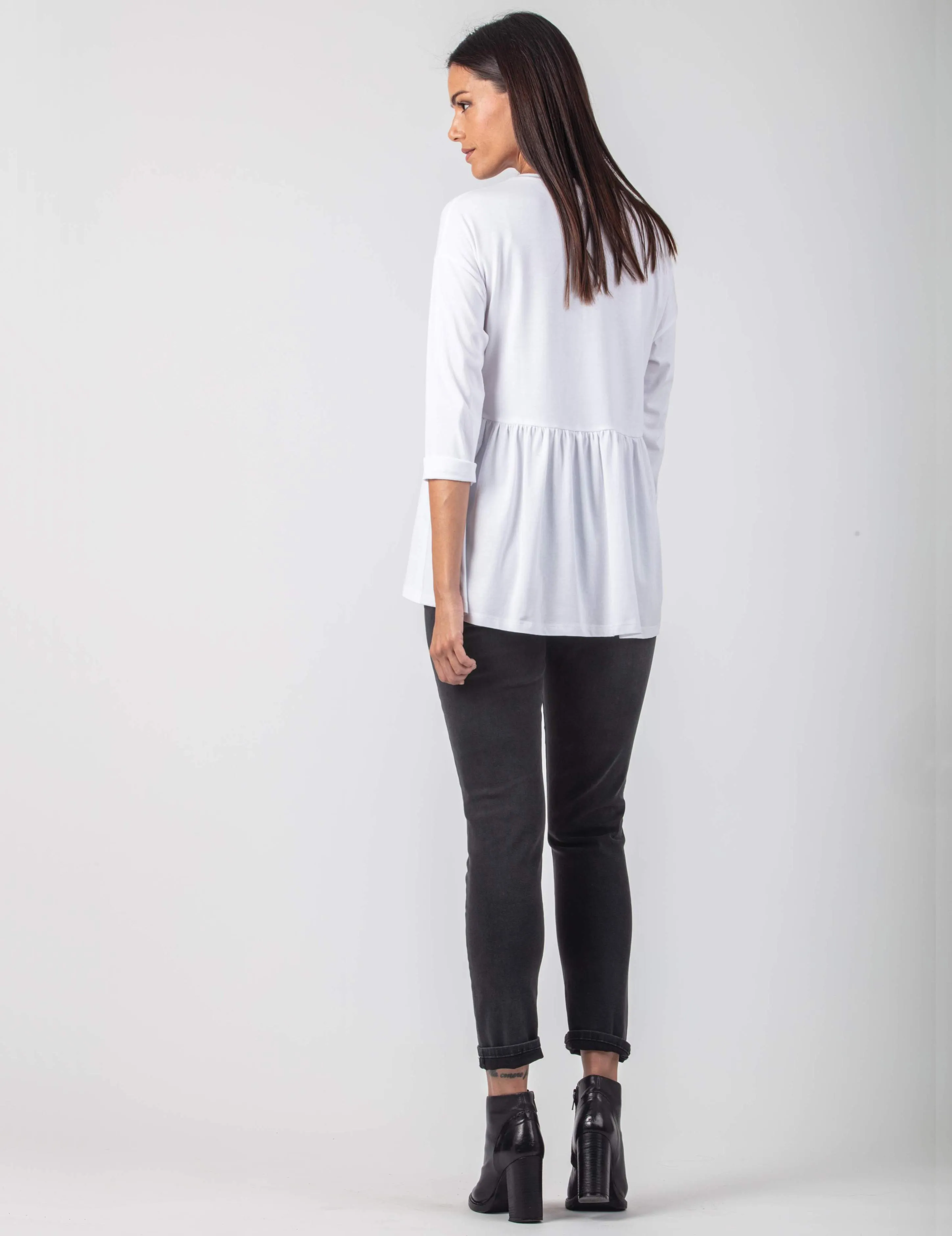 Women's cotton White Crop sleeve maternity & postnatal "Glamour is my Mood" empire waist top