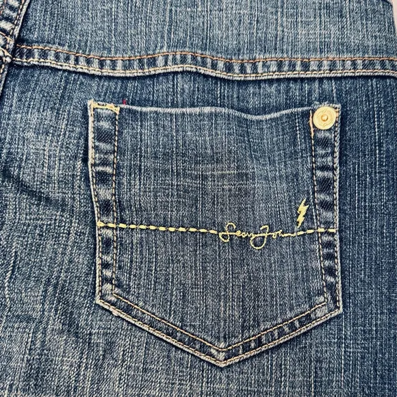 Y2K Ultra High Rise Denim Button Front Pencil Skirt Belted Gold Hardware Size 9