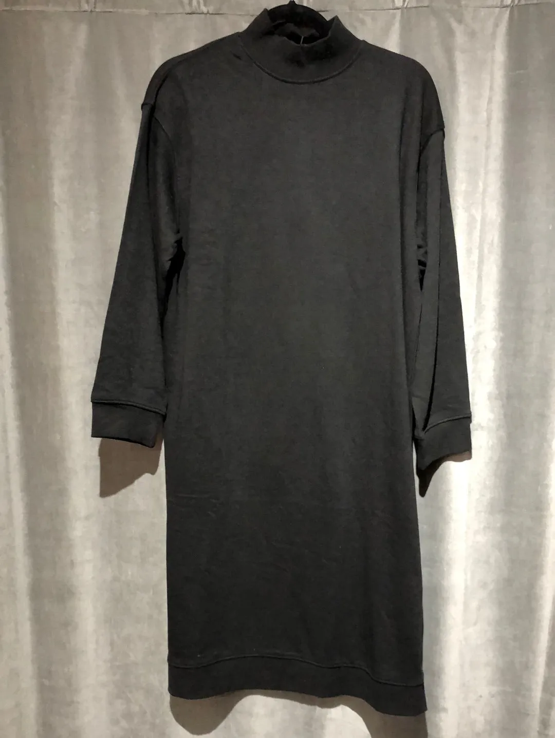 Zara Black Long Sleeve Mock Neck Sweatshirt Shift Dress