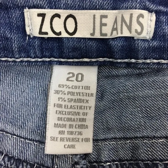 ZCO JEANS Shorts Denim Embroidered Flap Pockets Stretch Cuffed Plus Size 20