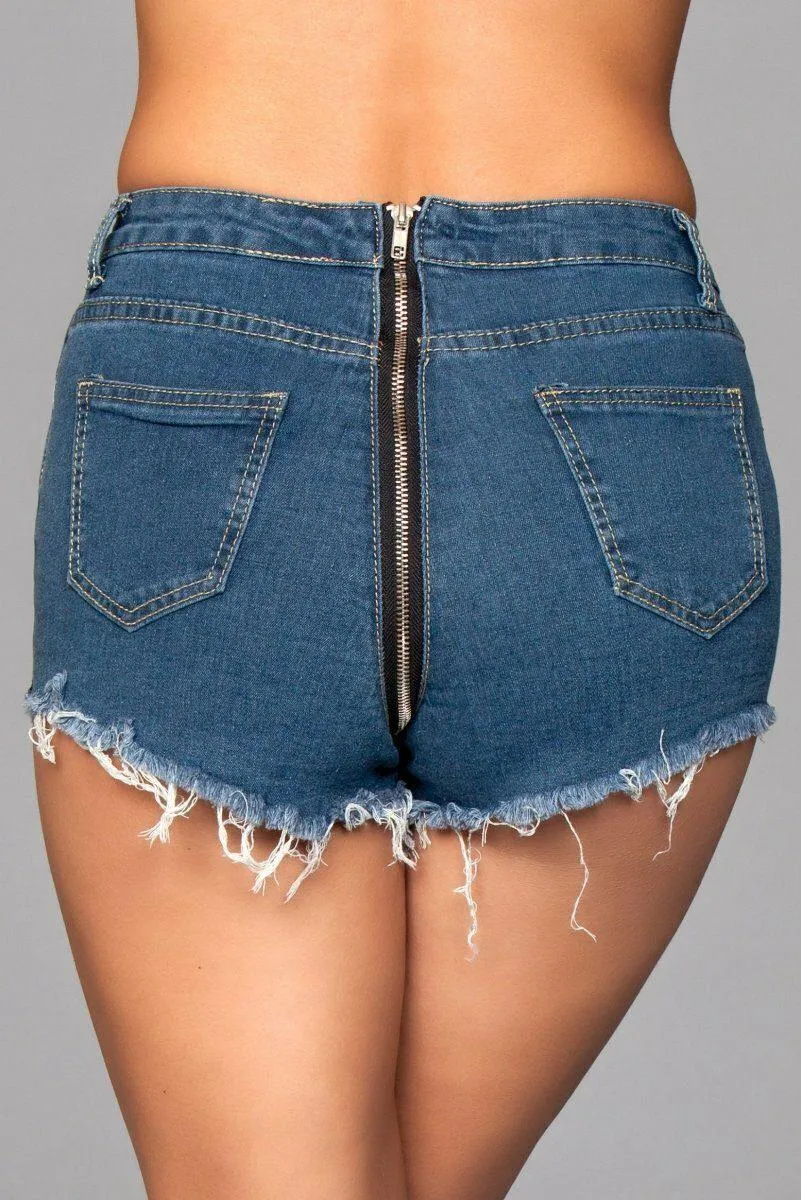 Zip Back Denim Shorts
