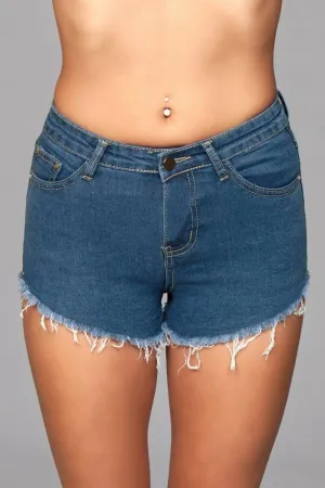 Zip Back Denim Shorts
