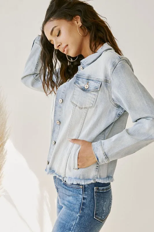 Zoey Denim Jacket w/Frayed Hem