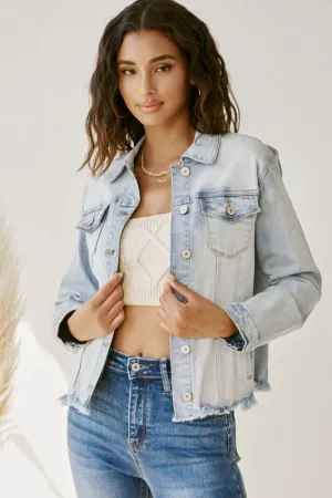 Zoey Denim Jacket w/Frayed Hem