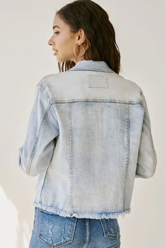Zoey Denim Jacket w/Frayed Hem