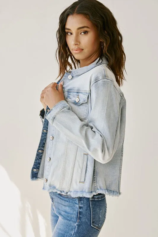 Zoey Denim Jacket w/Frayed Hem